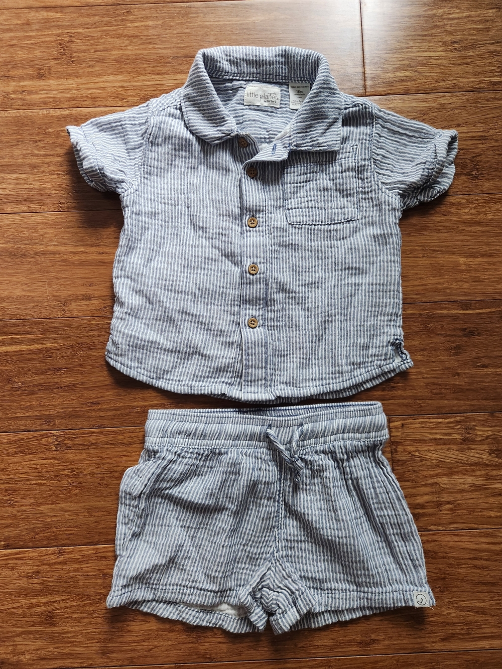 Little planet Carters Organic Cotton Seersucker Summer Striped Set, 18 Months